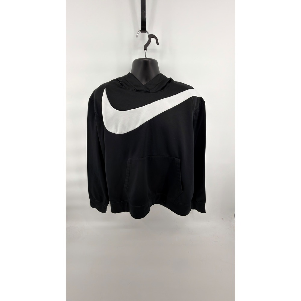 Nike Therma Dri-FIT Pullover Hoodie Men's Large‎ Black Big Swoosh Basketball